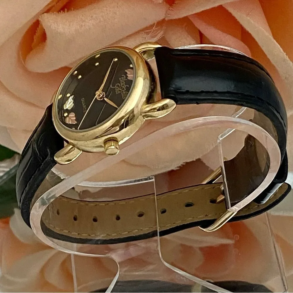 Black Hills Gold Real 12K Gold Leaves on Dial Ladies Watch